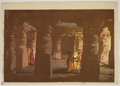 Tempio della grotta n. 3 di Ellora (Erora dai sango kutsuin) da Yoshida Hiroshi