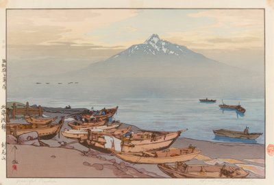 Acque tranquille del Mare del Nord: il monte Rishiri da Yoshida Hiroshi