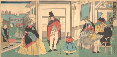 Stranieri che godono di un banchetto, 2° mese, 1862 da Yoshikazu