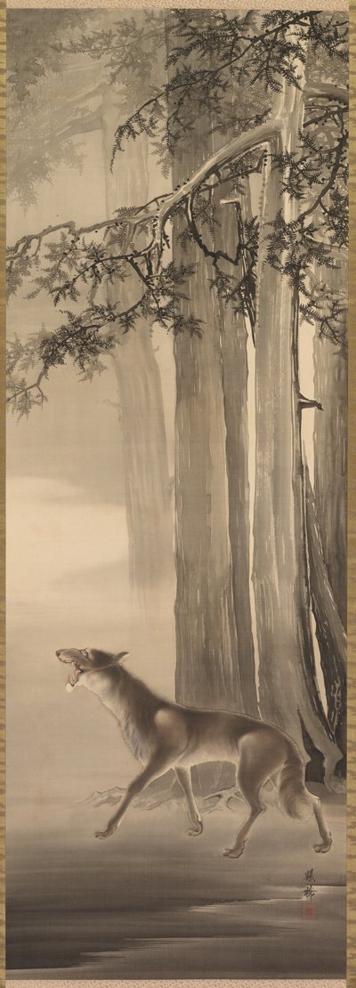 Lupo Ululante in una Profonda Valle di Montagna da Yoshimura Hōryū