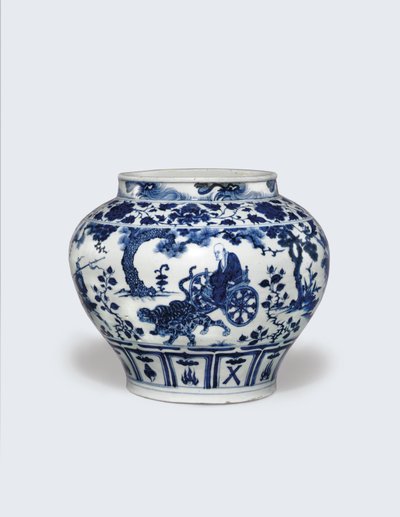 Un vaso blu e bianco eccezionalmente raro e importante, Guan da Yuan Dynasty Chinese School