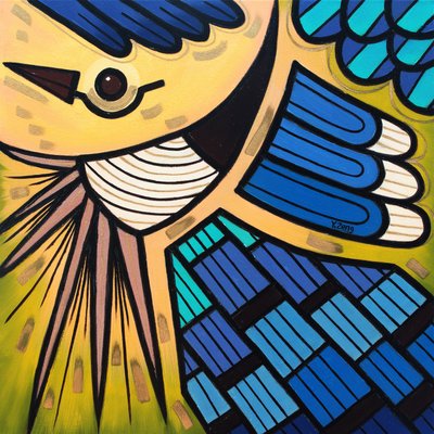 Uccello del cortile Blue jay, 2023 da Yue Zeng