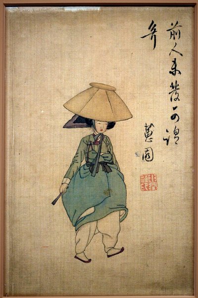 Giovane donna. Dipinto di Shin Yunbok (ca. 1758-1813), inchiostro su carta da Yunbok Shin