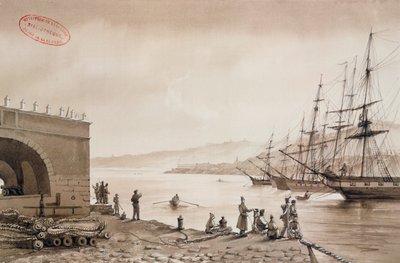 Veduta del Forte Bab Azoun dal porto, Algeri, c.1830-31 da Yung