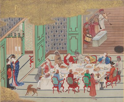 Banchetto olandese, Nagasaki Vigilia di Natale, da Bankan-zu, 1797 da Yushi Ishizaki