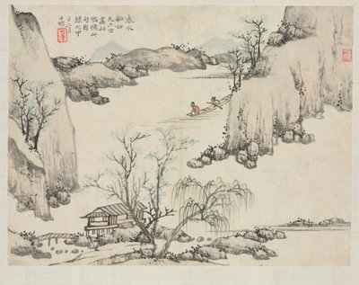 Album di Paesaggi in Vari Stili: Barca in Acqua Primaverile, 1684 da Zha Shibiao