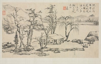 Album di paesaggi in vari stili: Paesaggio dopo Ni Zan, 1684 da Zha Shibiao