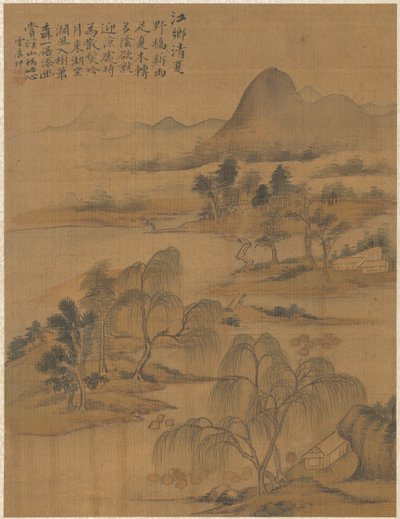 Villaggio sul fiume in piena estate, 1775 da Zhai Dakun