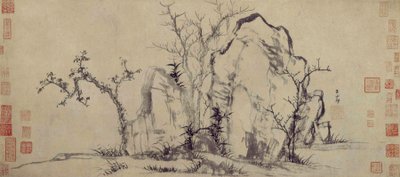 Rocce eleganti e alberi sparsi da Zhao Mengfu
