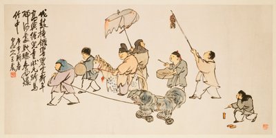 Bambini che Giocano a Capodanno da Zhen Wang