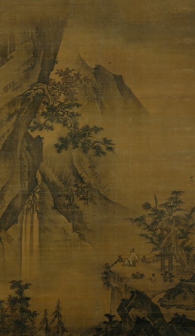 Studioso che guarda una cascata, fine XV secolo da Zhong Li
