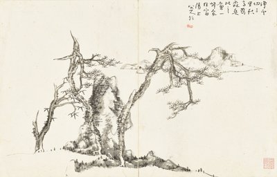 Paesaggi e fiori, album di sei fogli da Zhu da Bada Shanren