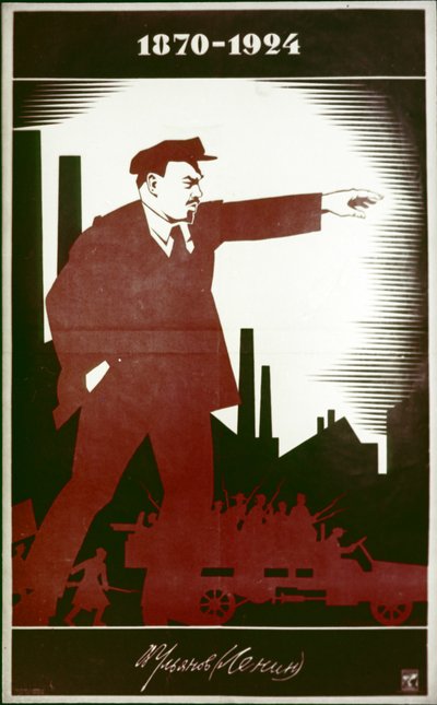 Un poster sovietico che commemora V. I. Lenin di A. Strakhov da Frederick (attr. to) Barnard