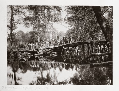 Un ponte militare sul Chickahominy, Virginia, USA, c 1862 da Ferdinand Georg Waldmuller