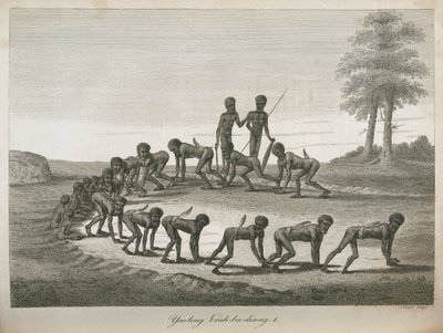 Uomini aborigeni che imitano cani, Australia da Frederick (attr. to) Barnard