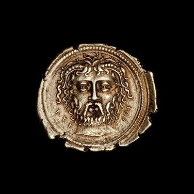 Moneta greca antica con testa di Zeus, circa 360 a.C. da Hippolyte Lalaise Devéria
