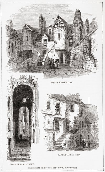 Architettura della Città Vecchia, Edimburgo, Scozia da . .