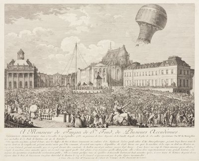 Ascensione di una mongolfiera Montgolfier a Versailles da Frederick (attr. to) Barnard