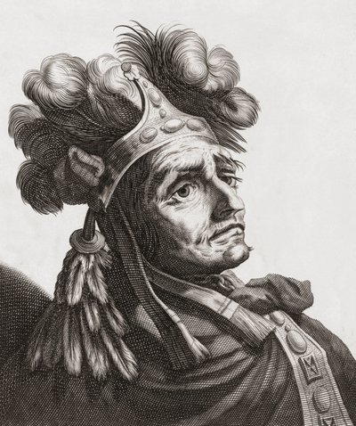 Atahualpa, ultimo Imperatore degli Incas. Ritratto da . .