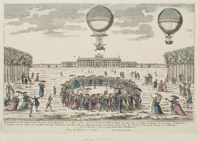 La prima ascensione in mongolfiera di Blanchard, 2 marzo 1784 da Frederick (attr. to) Barnard