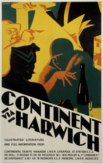 Continente via Harwich, poster LNER da Ferdinand Georg Waldmuller