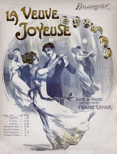 Coppie che ballano il valzer Ballsirenen, circa 1910 (illustrazione) da . .