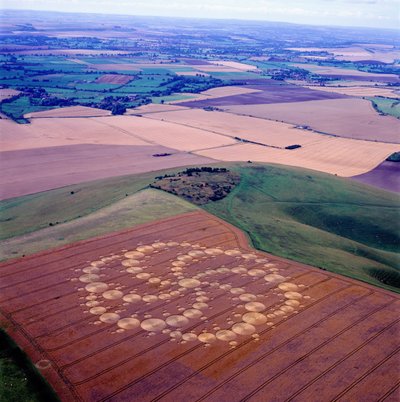 Cerchio nel grano in un campo di grano, Milk Hill, Alton Priors, Vale of Pewsey, Wiltshire da Ferdinand Georg Waldmuller