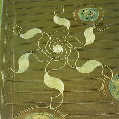 Cerchio nel grano in un campo di grano, Stonehenge, Wiltshire, 4 luglio 2002 (fotografia aerea) da Ferdinand Georg Waldmuller