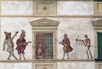 Danza della Morte, affresco, casa Milesi, Cassiglio, Lombardia, Italia da Georg Carl Heinrich Dollmann