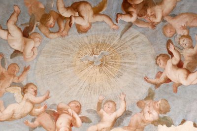 Colomba dello Spirito Santo. Affresco. Basilica della Santissima Annunziata del Vastato. Genova. Italia. da . .