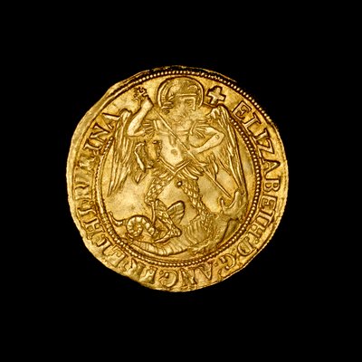 Moneta inglese martellata in oro, angelo da Hippolyte Lalaise Devéria