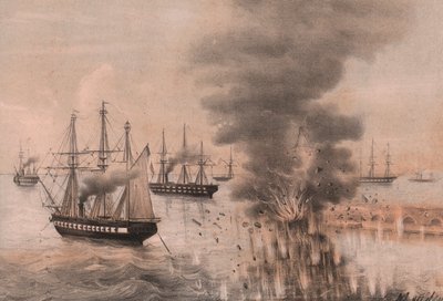 Esplosione della lanterna di Ancona sul lato del mare, assedio di Ancona da William Walcutt