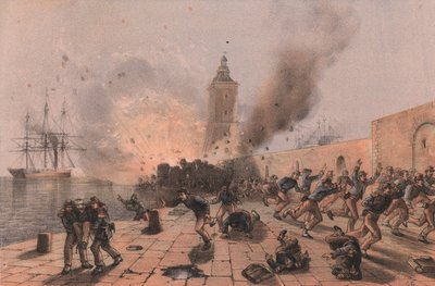 Esplosione del barile di polvere della lanterna, assedio di Ancona da William Walcutt