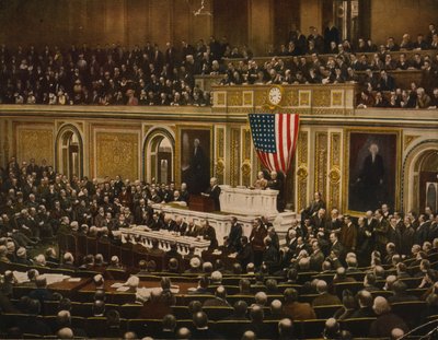 Per la libertà del mondo, il presidente Woodrow Wilson chiede al Congresso di dichiarare guerra alla Germania, 2 aprile da . .