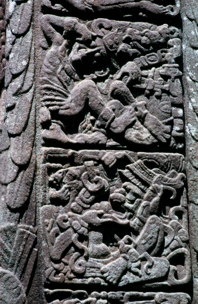 Geroglifici sulla Stele D a Quirigua, Izabal, Guatemala, periodo tardo classico, c.600-900 d.C. (foto) da Hippolyte Lalaise Devéria
