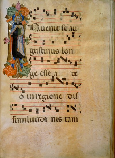 Iniziale illuminata con la figura di Sant