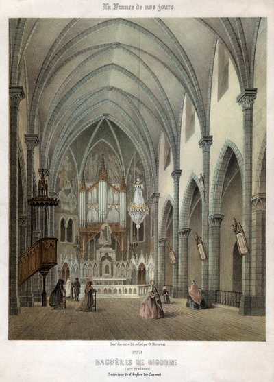 Interno della chiesa delle Carmelitane a Bagneres de Bigorre. ca. 1870 da . .