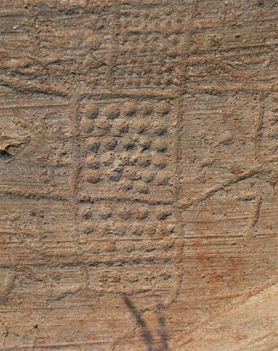 Parco Archeologico di Seradina-Bedolina, incisione rupestre preistorica, Roccia 1, composizione topografica nota come "Mappa di Bedolina" da Isabel Redie