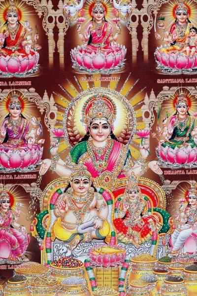 Lakshmi, la moglie di Vishnu, è la dea della prosperità, buona fortuna e bellezza da . .