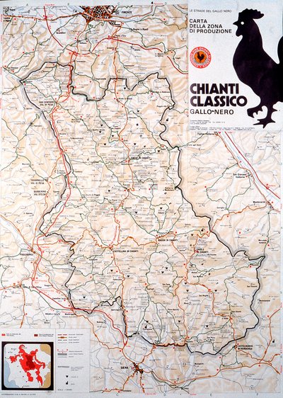 Mappa della zona del Chianti classico da Henry Charles Fehr