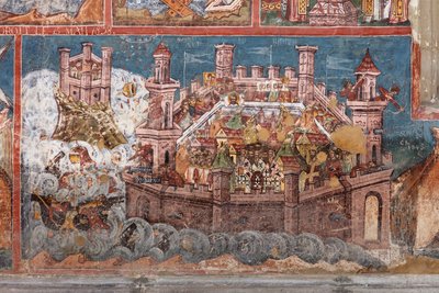 Monastero (manastirea Moldovita). La chiesa. Esterno. Sud. Parte sinistra. Affresco da . .
