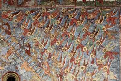 Monastero (manastirea Sucevita). La chiesa. Esterno. Muro nord. Pitture murali da . .
