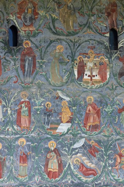 Monastero (manastirea Sucevita). La chiesa. Esterno. Muro sud. Pittura murale da . .
