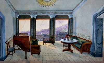 Sala della musica con vista sul lago da Georg Carl Heinrich Dollmann