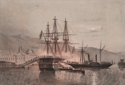 Vascello napoletano Monarca attaccato da Tuckery, nel porto di Castellammare da William Walcutt