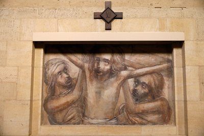 Abbazia trappista di Orval, Belgio. Chiesa. Via Crucis. 11ª stazione da . .
