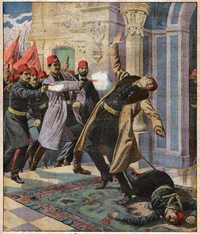 Colpo di stato ottomano: Enver Pasha e il CUP invadono il Palazzo Imperiale e uccidono il Ministro Nazin Pasha, 9 febbraio 1913 da Ferdinand Georg Waldmuller