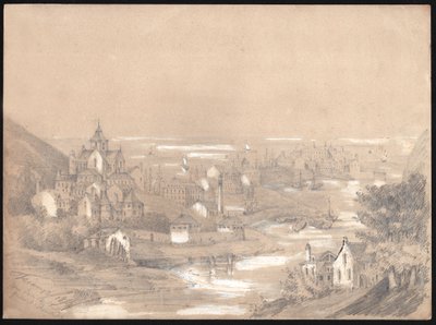 Panorama della città di Fecamp, Normandia da . .