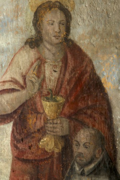 Chiesa parrocchiale (Parochiekerk Onze-Lieve-Vrouw). Interno. Il coro. Affresco murale da . .
