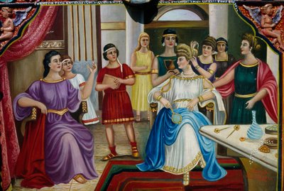 Decorazione pittorica raffigurante matrona romana su carretto siciliano (dettaglio) da Georg Carl Heinrich Dollmann